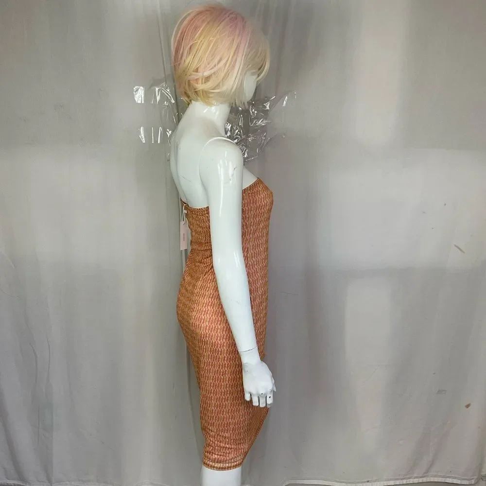 New Inamorata Patterned Orange Tala Strapless Tube Dress Size L — image 5 of 8